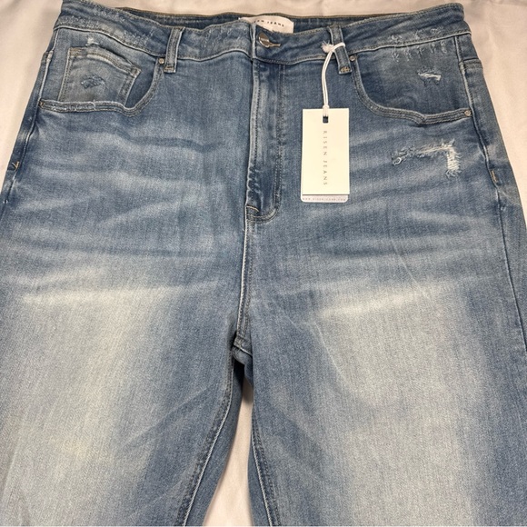NWT Risen Womens Plus Size High Rise Flare Leg Slit Hem Sz 3XL Distressed - Picture 3 of 9